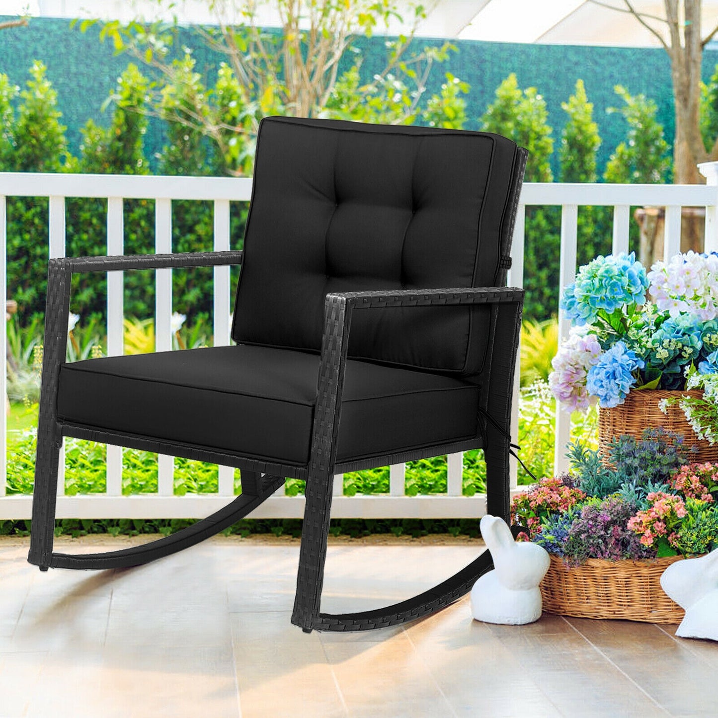 Patio Rattan Rocker Glider Chair, Black Patio Rocking Chairs & Gliders at Gallery Canada