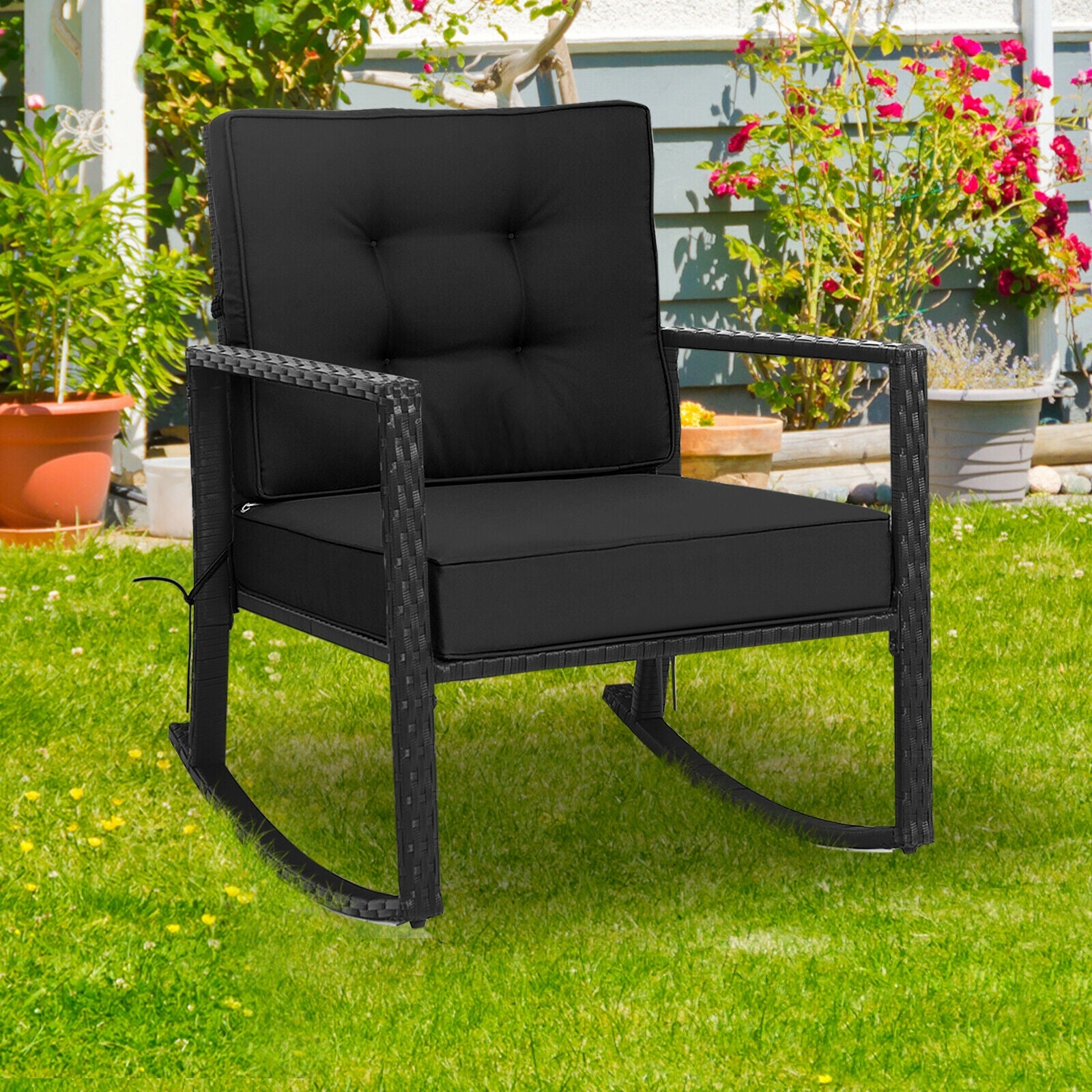 Patio Rattan Rocker Glider Chair, Black Patio Rocking Chairs & Gliders at Gallery Canada