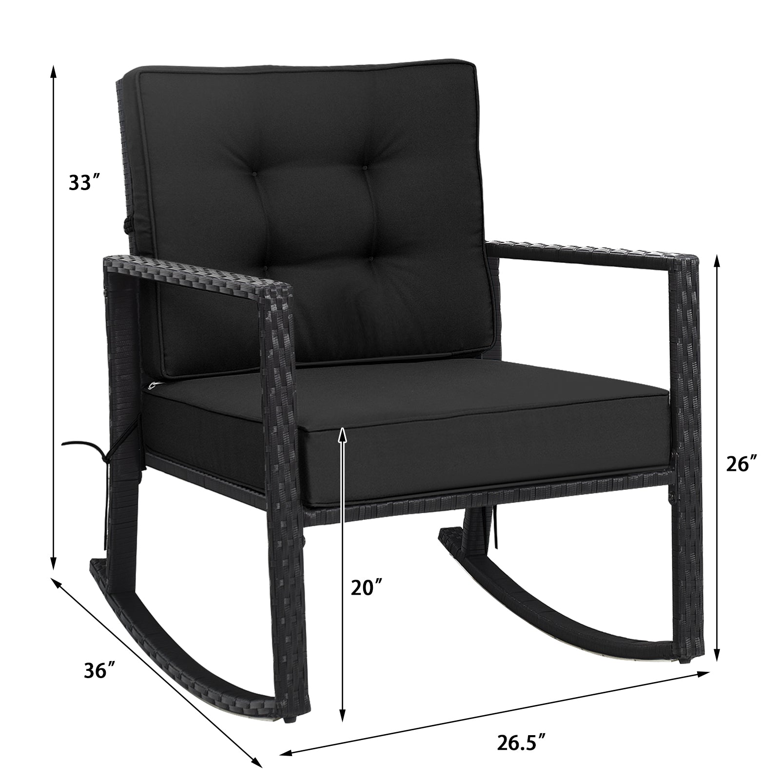Patio Rattan Rocker Glider Chair, Black Patio Rocking Chairs & Gliders at Gallery Canada