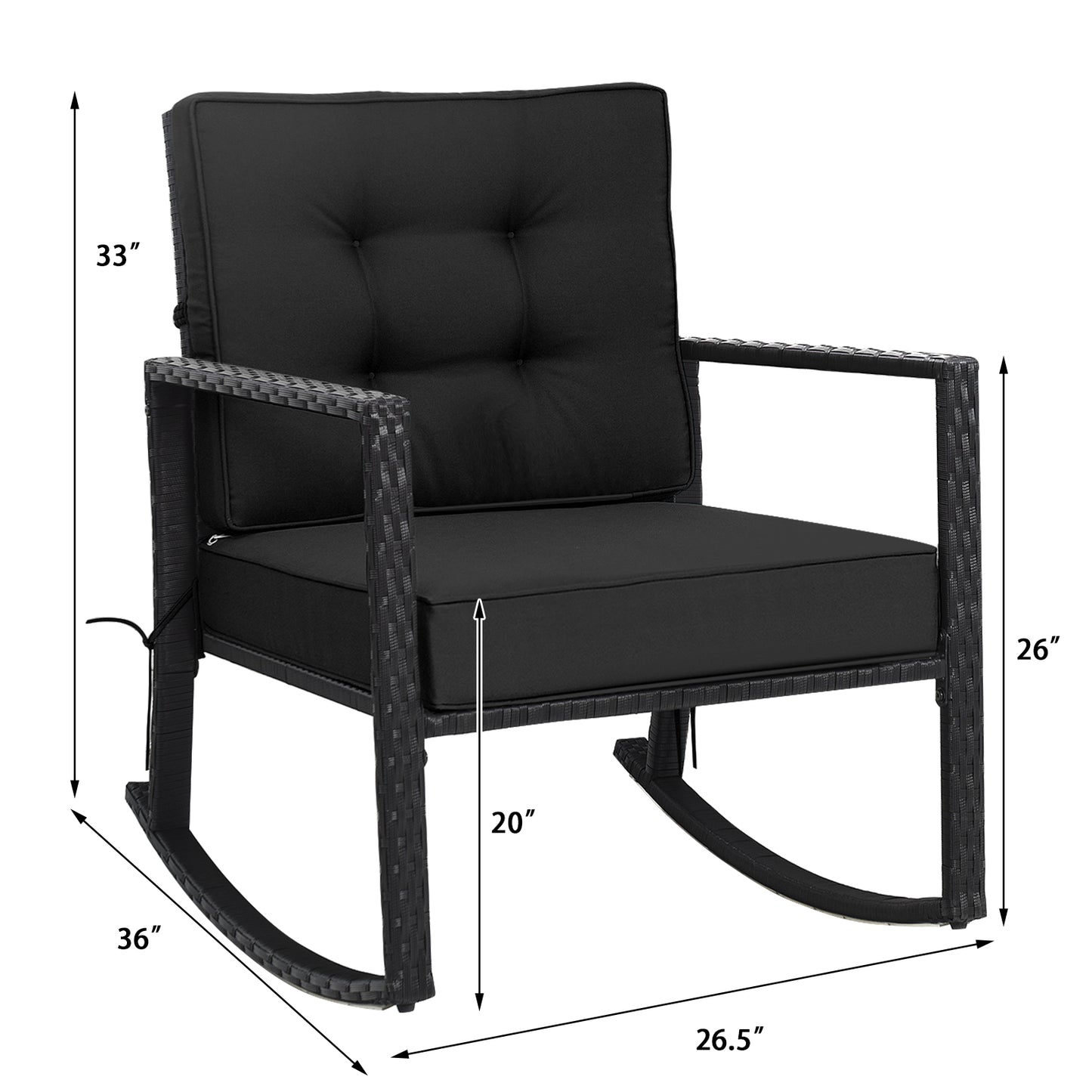 Patio Rattan Rocker Glider Chair, Black Patio Rocking Chairs & Gliders at Gallery Canada