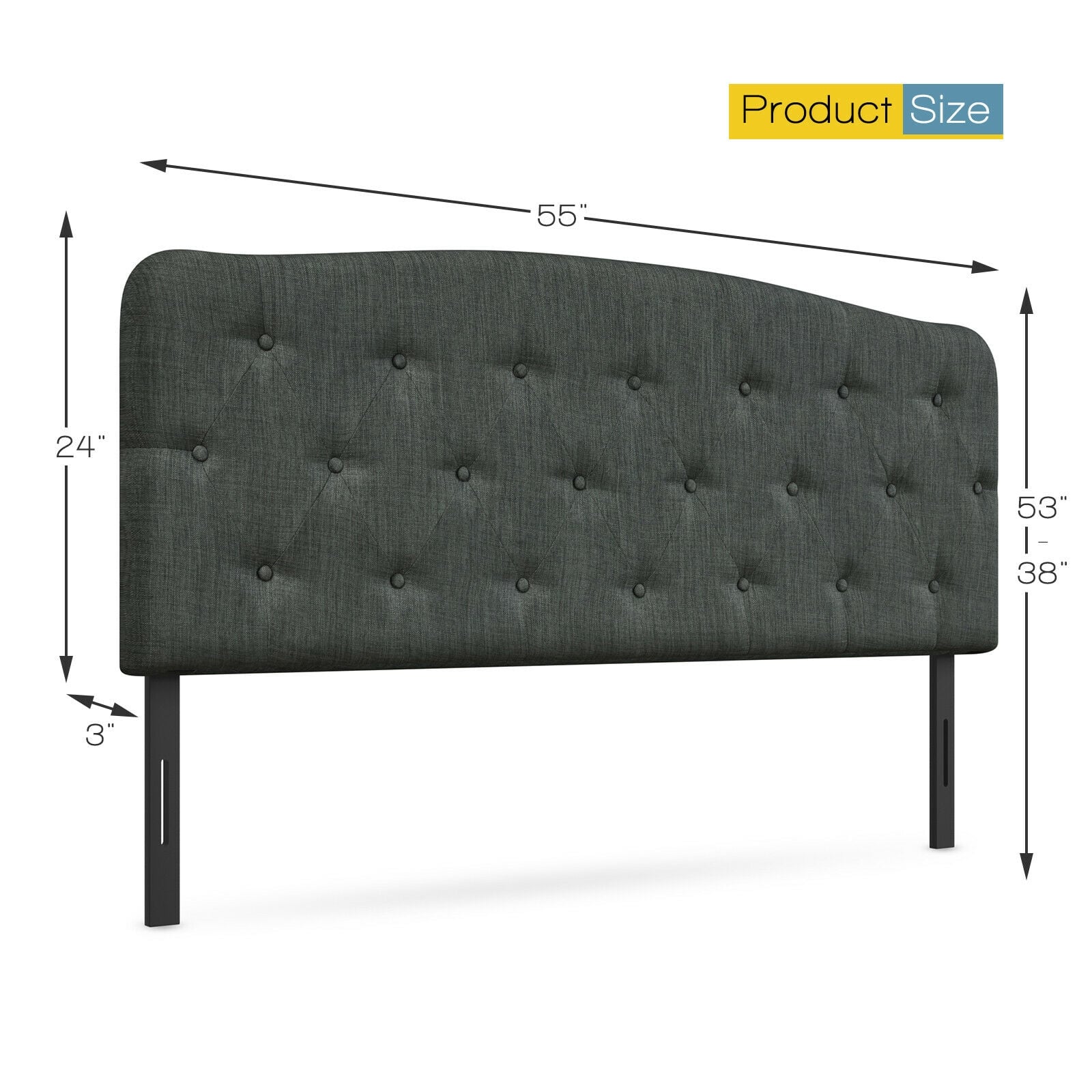 Faux Linen Headboard, Adjustable Heights, Gray Headboards at Gallery Canada