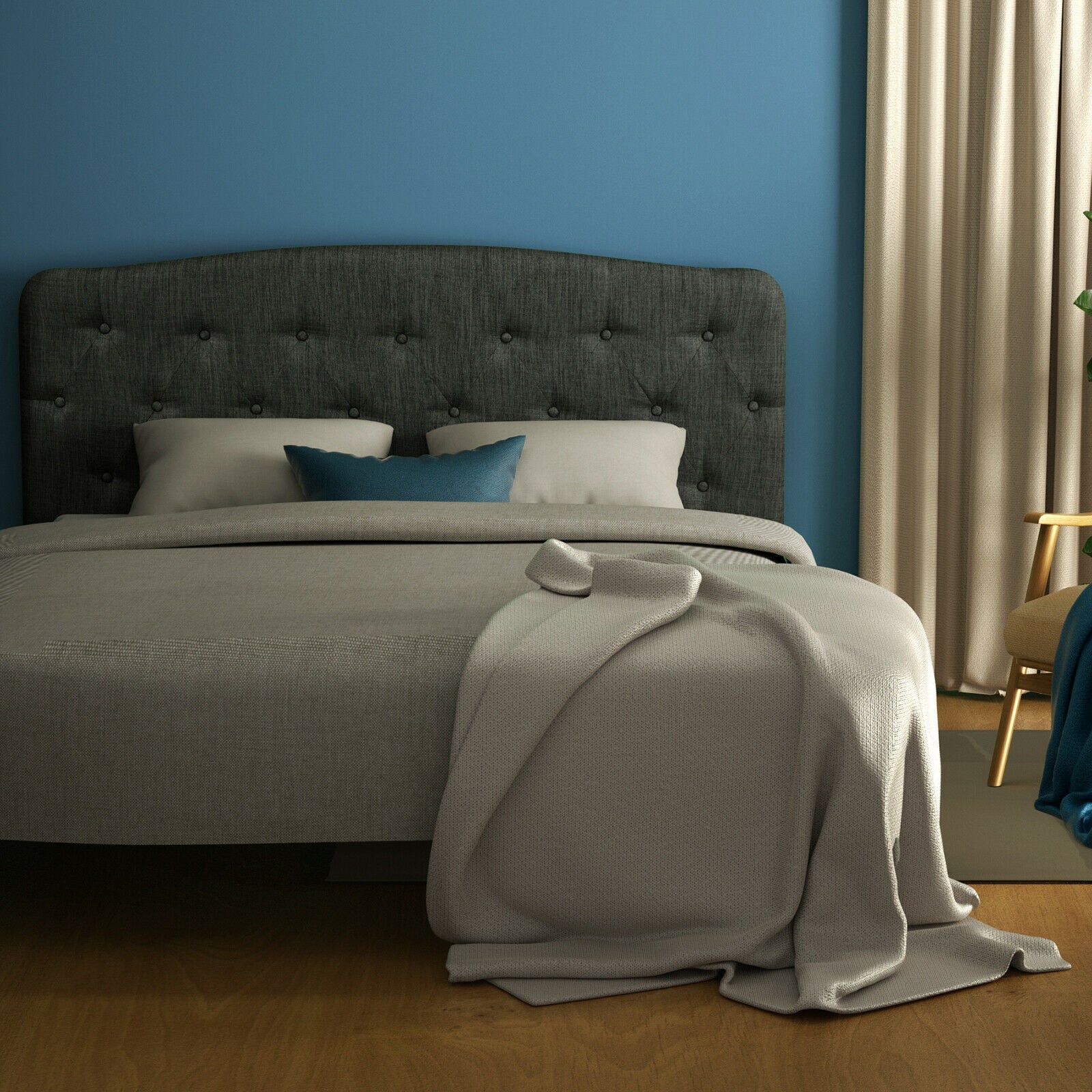 Faux Linen Headboard, Adjustable Heights, Gray Headboards at Gallery Canada