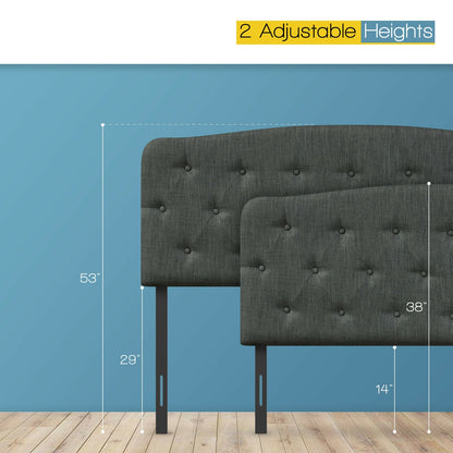 Faux Linen Headboard, Adjustable Heights, Gray Headboards at Gallery Canada