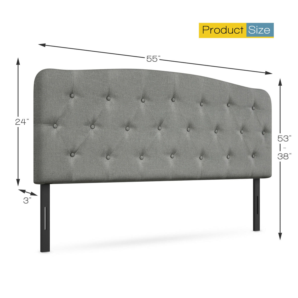 Faux Linen Headboard, Adjustable Heights, Light Gray Headboards at Gallery Canada