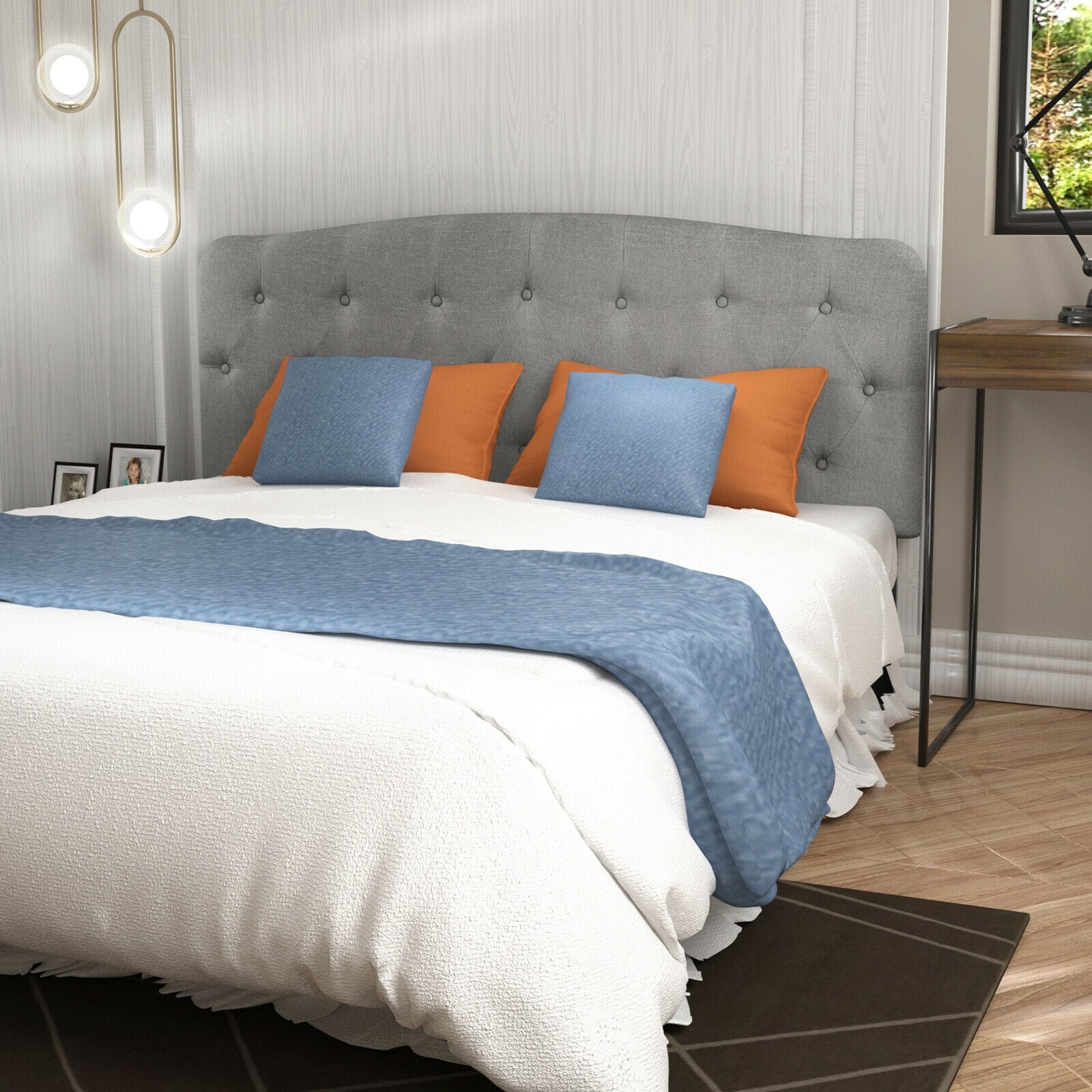 Faux Linen Headboard, Adjustable Heights, Light Gray Headboards at Gallery Canada