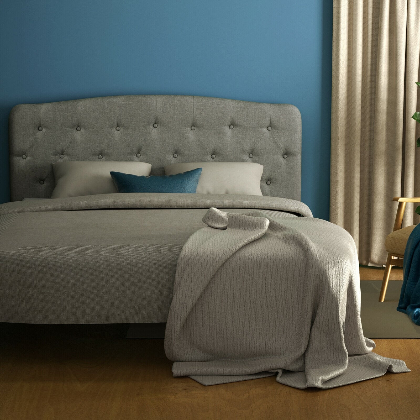 Faux Linen Headboard, Adjustable Heights, Light Gray Headboards at Gallery Canada
