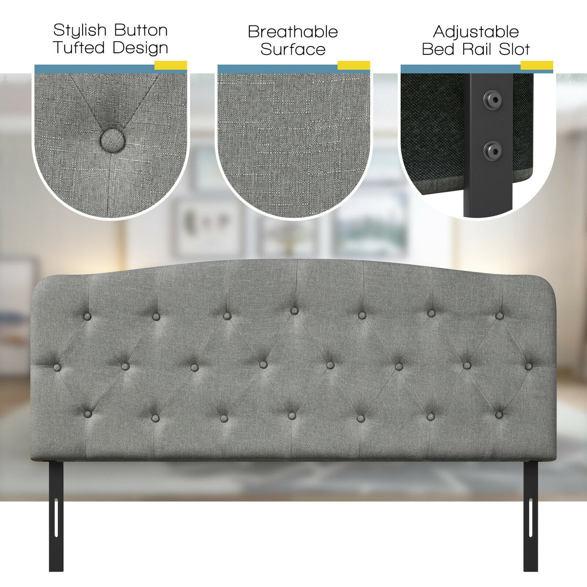 Faux Linen Headboard, Adjustable Heights, Light Gray Headboards at Gallery Canada