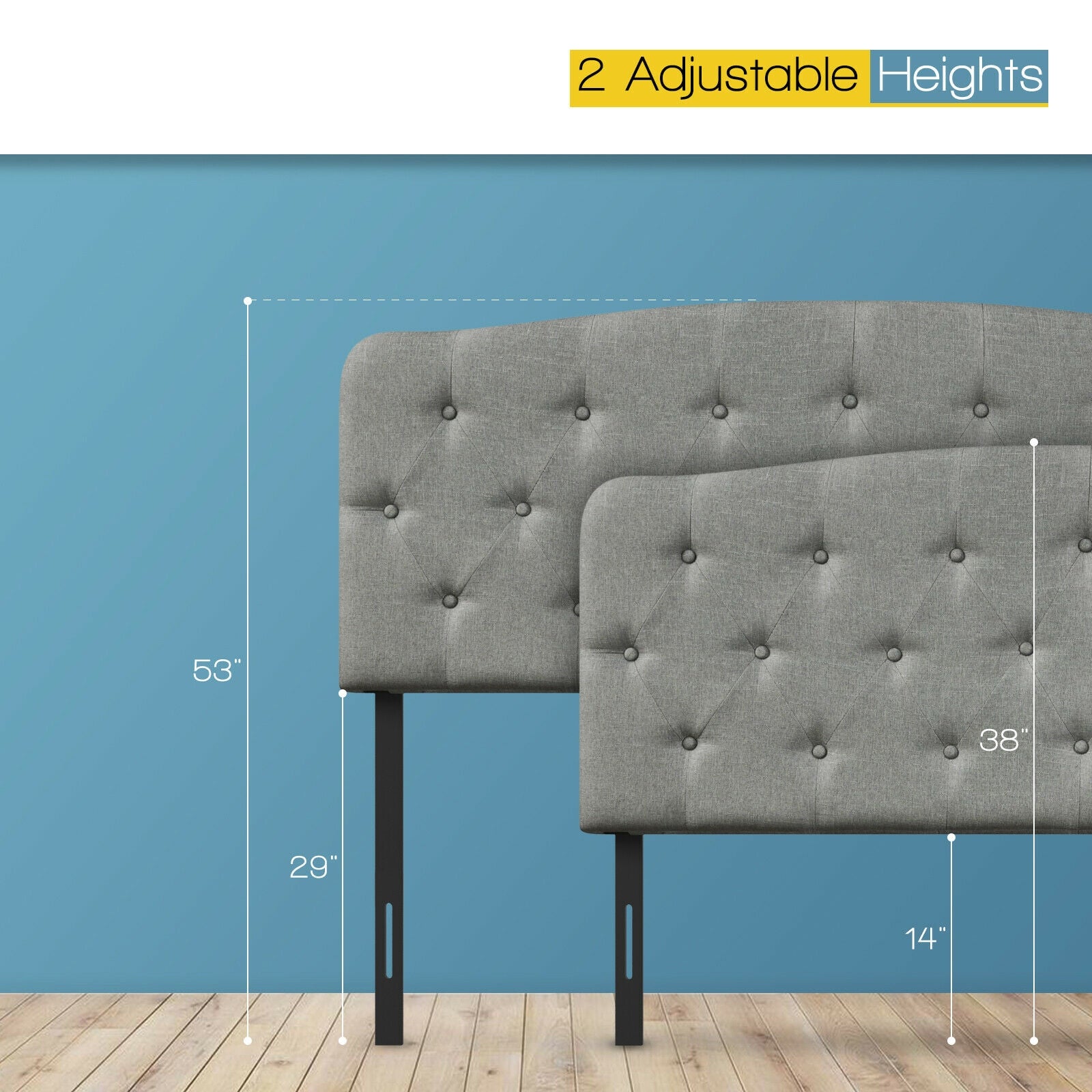 Faux Linen Headboard, Adjustable Heights, Light Gray Headboards at Gallery Canada