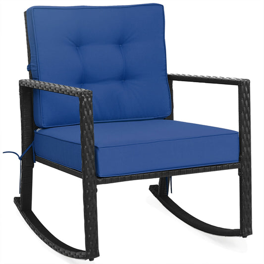 Patio Rattan Rocker Outdoor Glider Rocking Chair, Navy Patio Rocking Chairs & Gliders Navy at Gallery Canada
