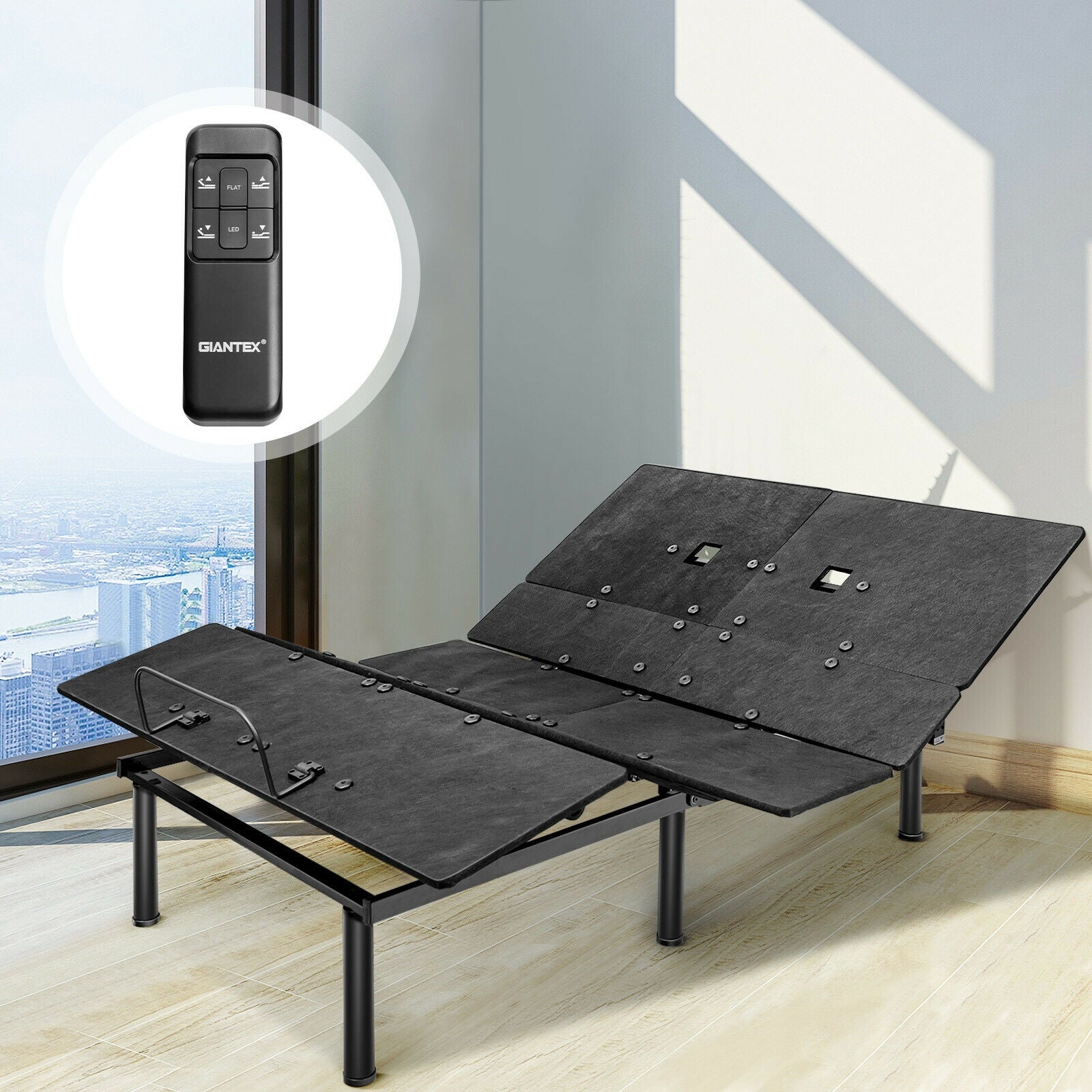Queen Size Adjustable Bed Base, Head And Foot Incline, Black Simple Bed Frame at Gallery Canada
