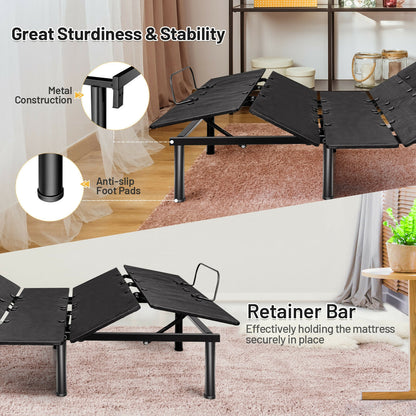 Queen Size Adjustable Bed Base, Head And Foot Incline, Black Simple Bed Frame at Gallery Canada
