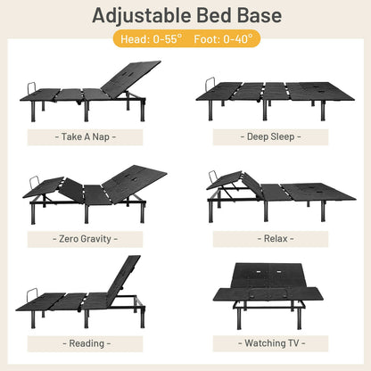 Queen Size Adjustable Bed Base, Head And Foot Incline, Black Simple Bed Frame at Gallery Canada