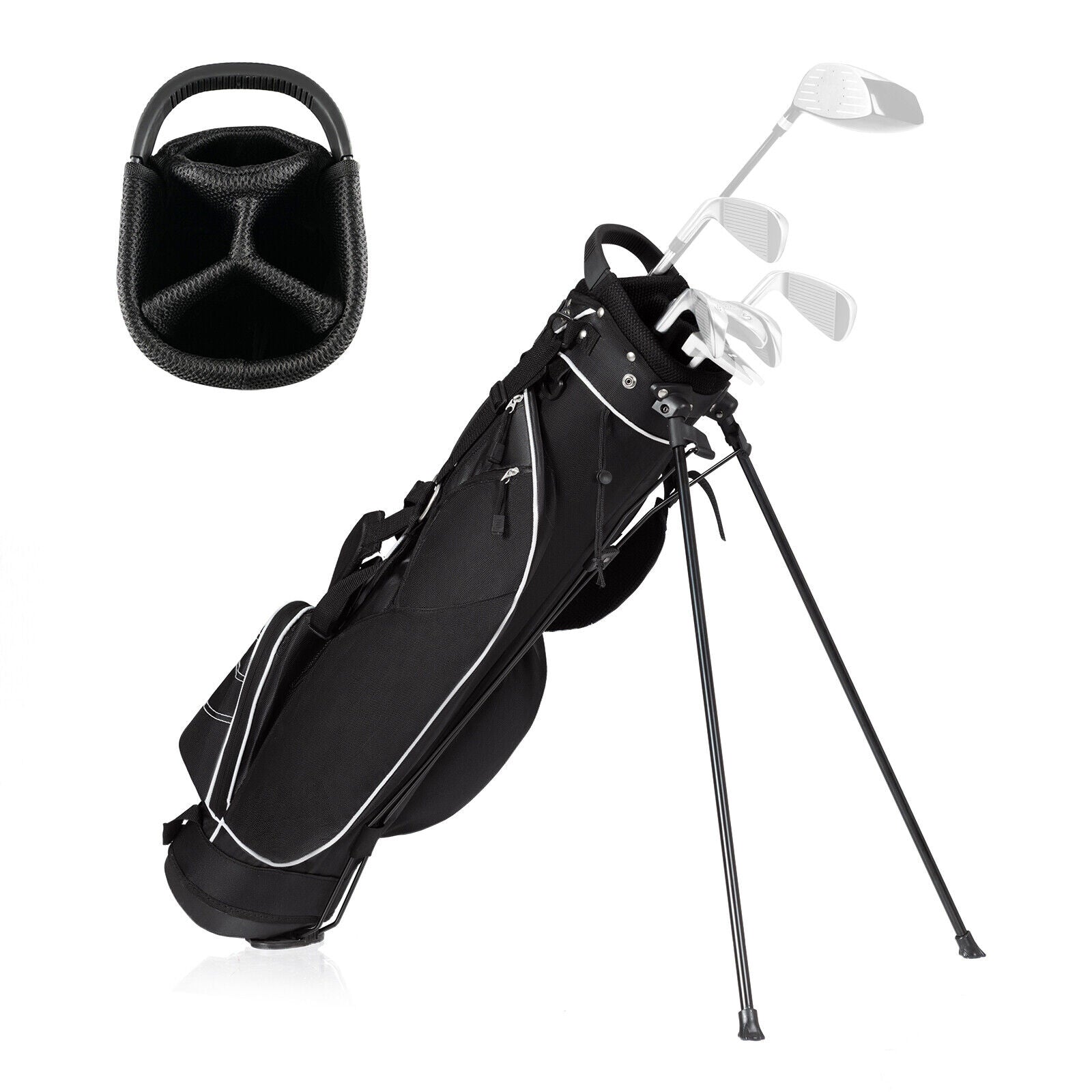 9 Inch Golf Stand Bag, Divider Carry Pockets Storage, Black Golf at Gallery Canada