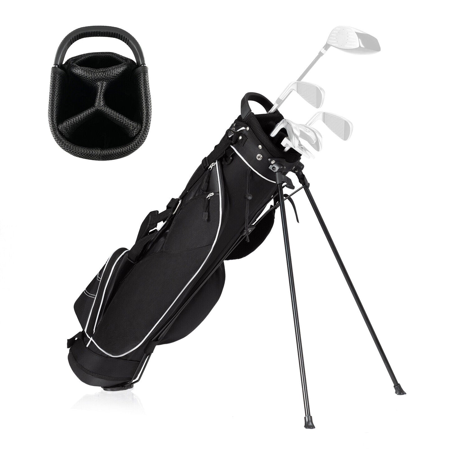 9 Inch Golf Stand Bag, Divider Carry Pockets Storage, Black Golf at Gallery Canada