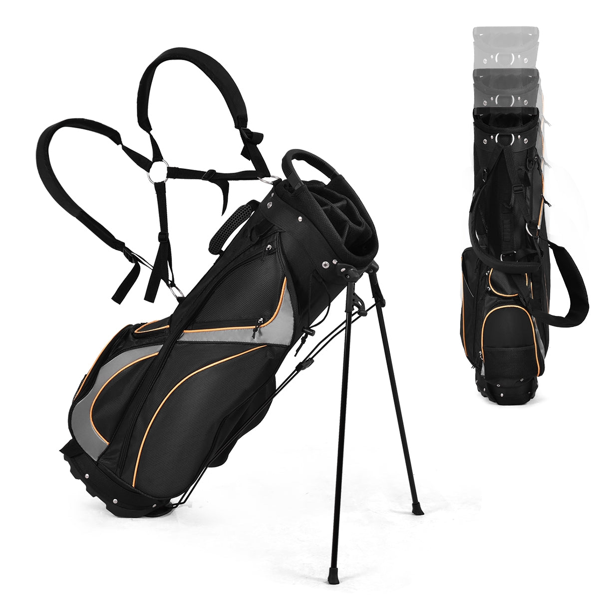9 Inch Golf Stand Bag, Divider Carry Pockets Storage, Black Golf at Gallery Canada