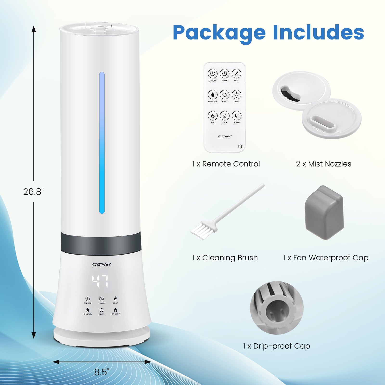 5.5L Cool Mist Humidifier, Remote Control, 12 Hour Timer, White Dehumidifiers at Gallery Canada