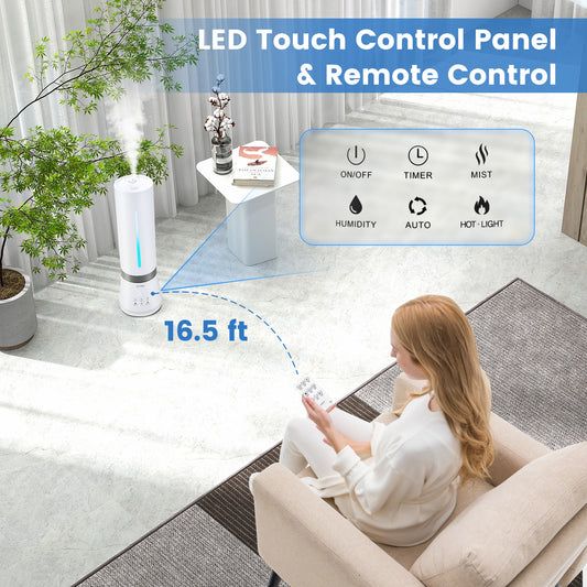 5.5L Cool Mist Humidifier, Remote Control, 12 Hour Timer, White Dehumidifiers White at Gallery Canada