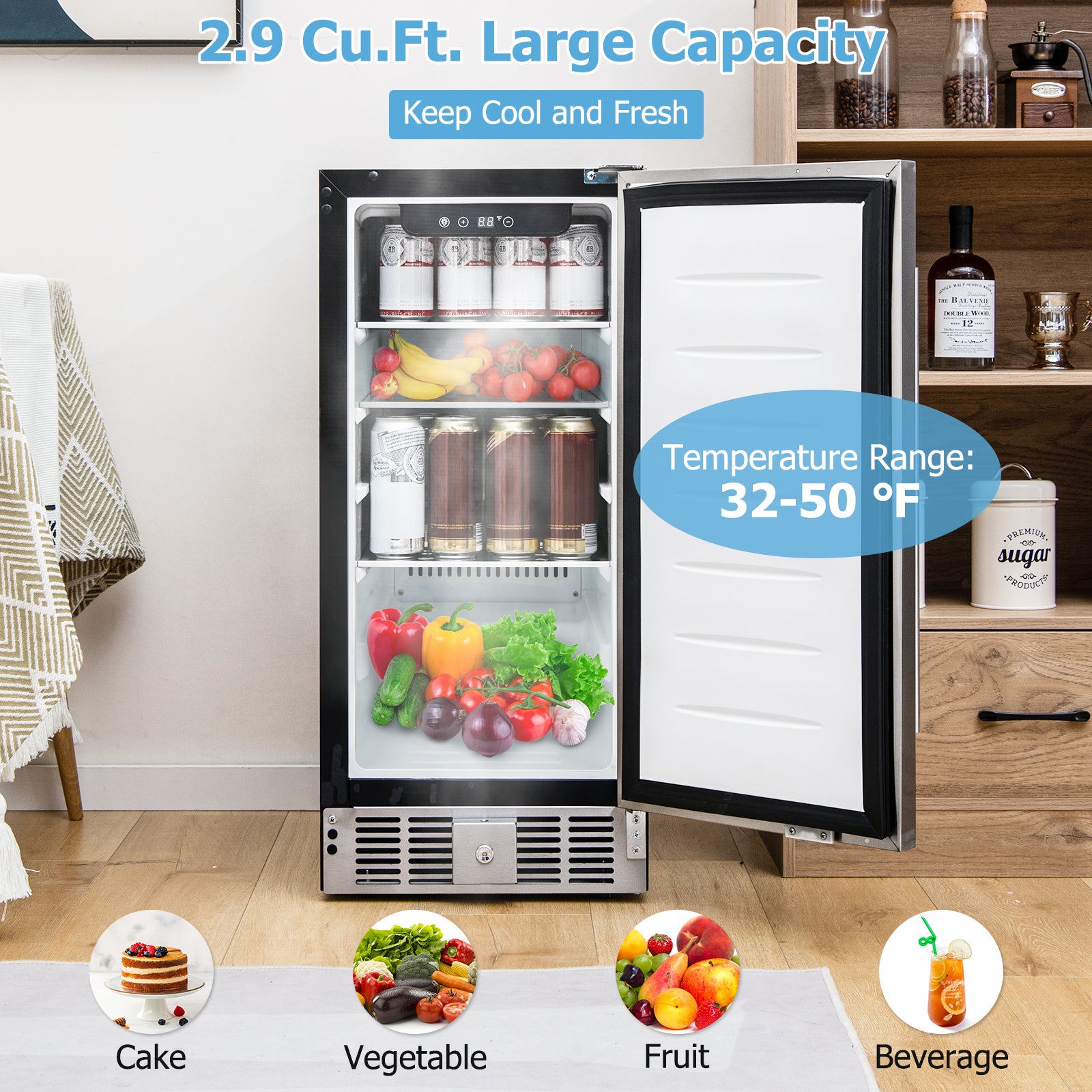 Compact Refrigerator, Adjustable Thermostat, Stainless Steel Door, Silver Refrigerators at Gallery Canada
