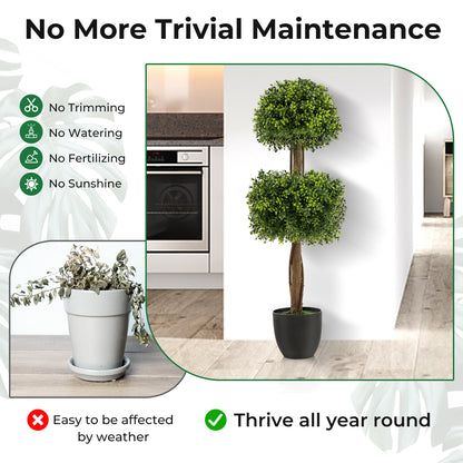 40 Inch Artificial Boxwood Topiary Ball Tree, Green Faux Plants at Gallery Canada