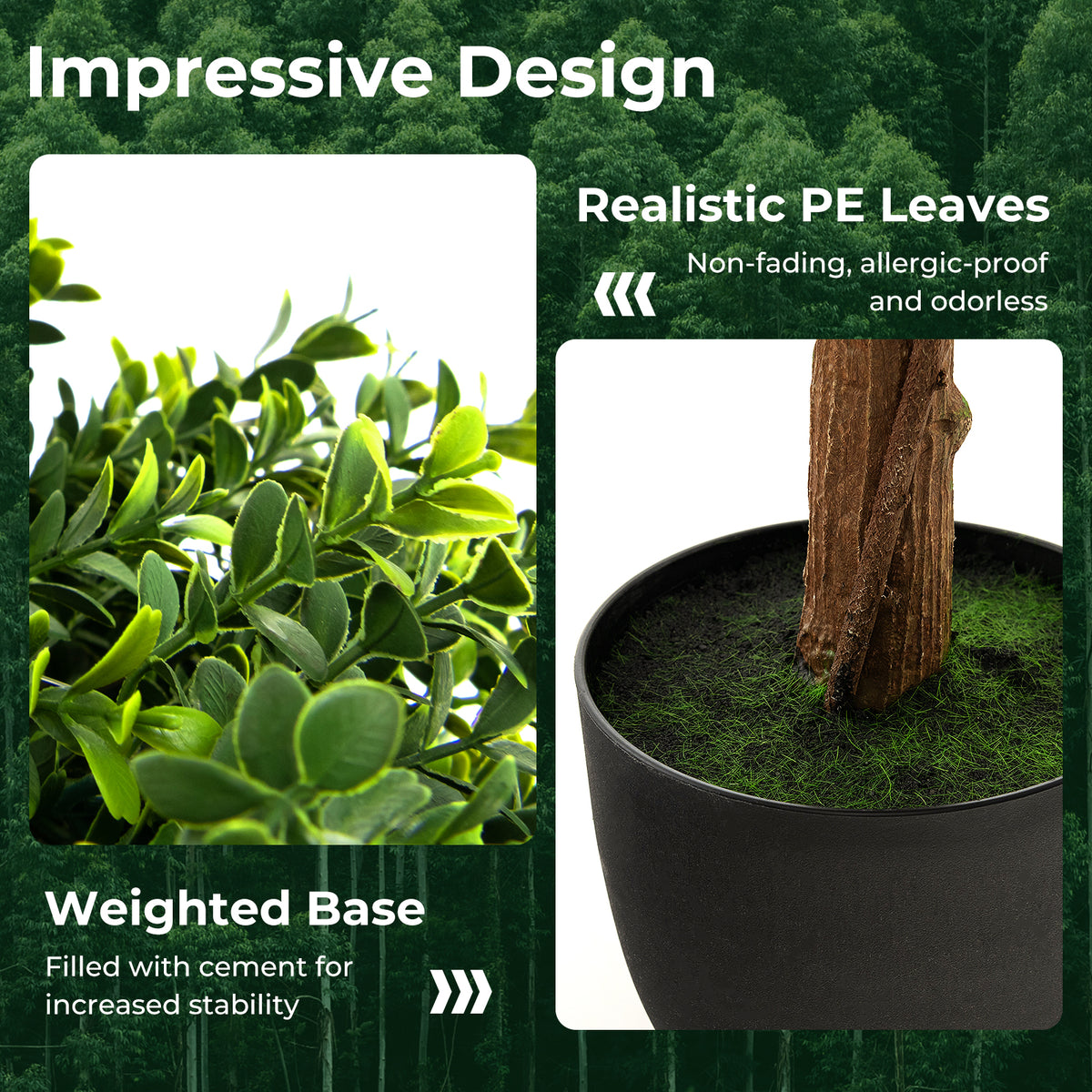 40 Inch Artificial Boxwood Topiary Ball Tree, Green Faux Plants at Gallery Canada