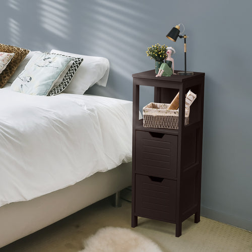 Wooden Floor Cabinet, Multifunction Storage Rack, Brown