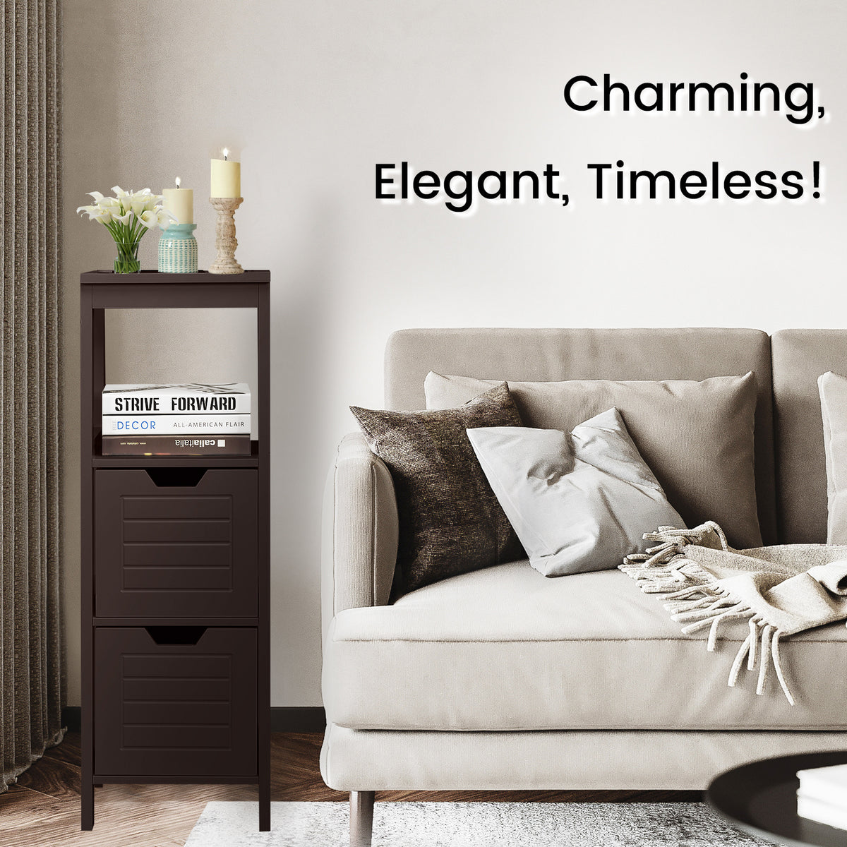 Wooden Floor Cabinet, Multifunction Storage Rack, Brown Floor Cabinets at Gallery Canada