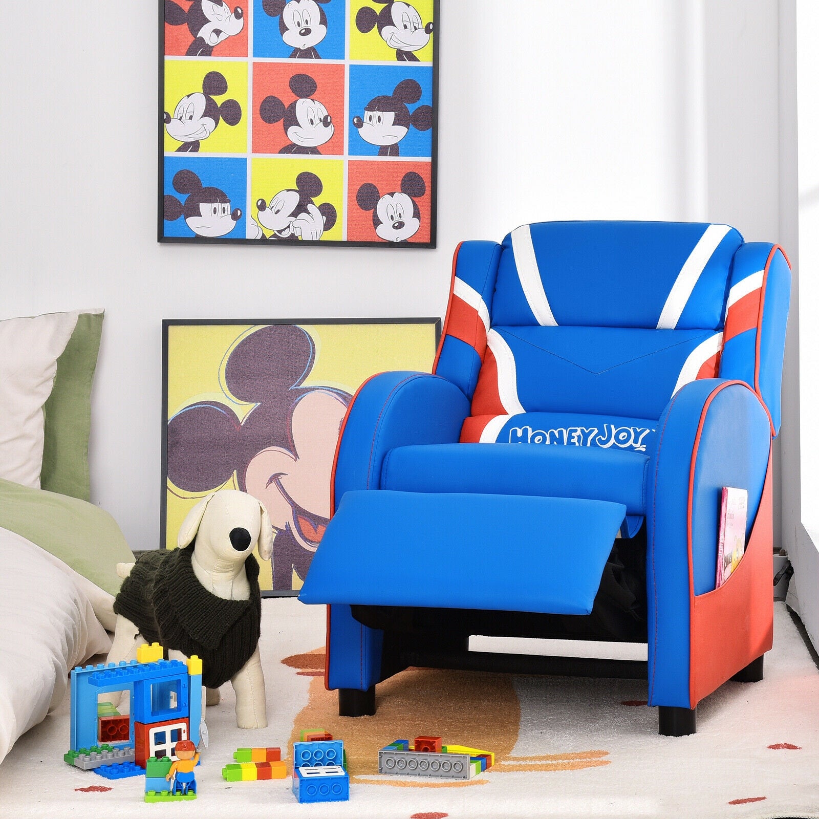 Kids Leather Recliner Chair, With Side Pockets, Blue Kids Chairs & Seating at Gallery Canada
