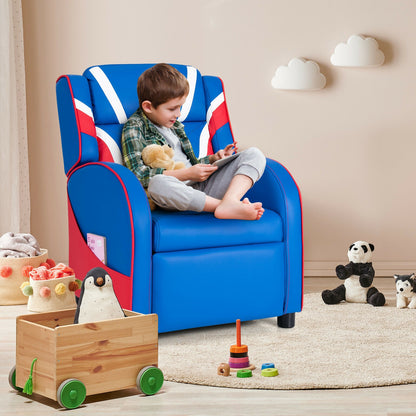 Kids Leather Recliner Chair, With Side Pockets, Blue Kids Chairs & Seating at Gallery Canada