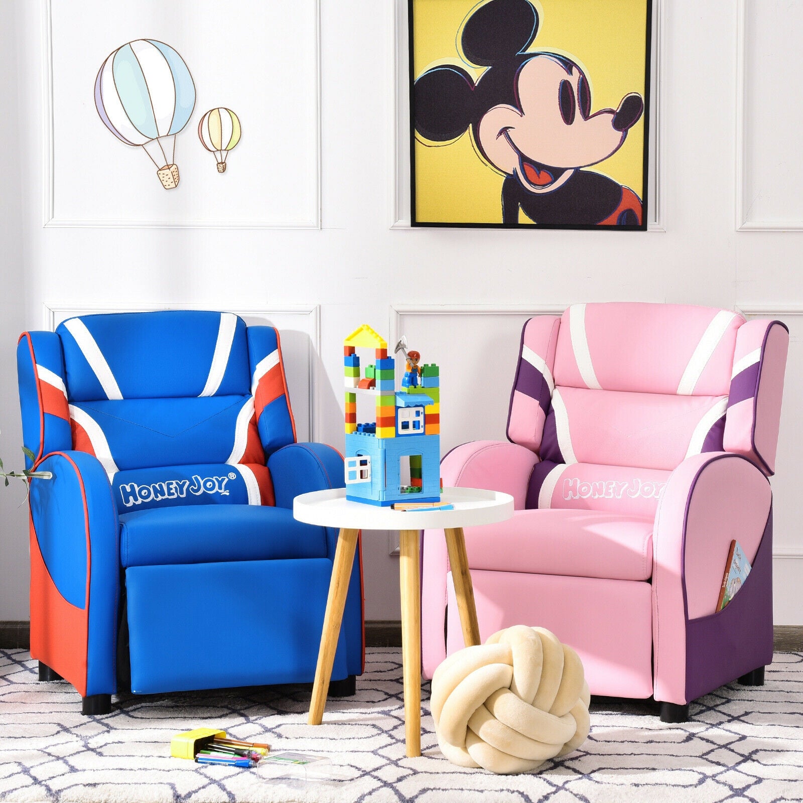 Kids Leather Recliner Chair, With Side Pockets, Blue Kids Chairs & Seating at Gallery Canada