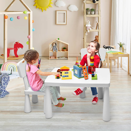 Toddler Activity Play Table And Chair Set, 3 Pieces, White