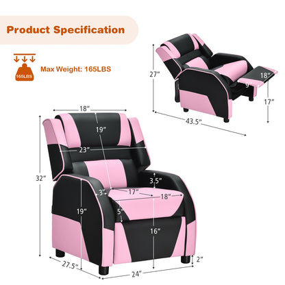 Kids Youth PU Leather Gaming Sofa Recliner, Pink Kids Chairs & Seating at Gallery Canada
