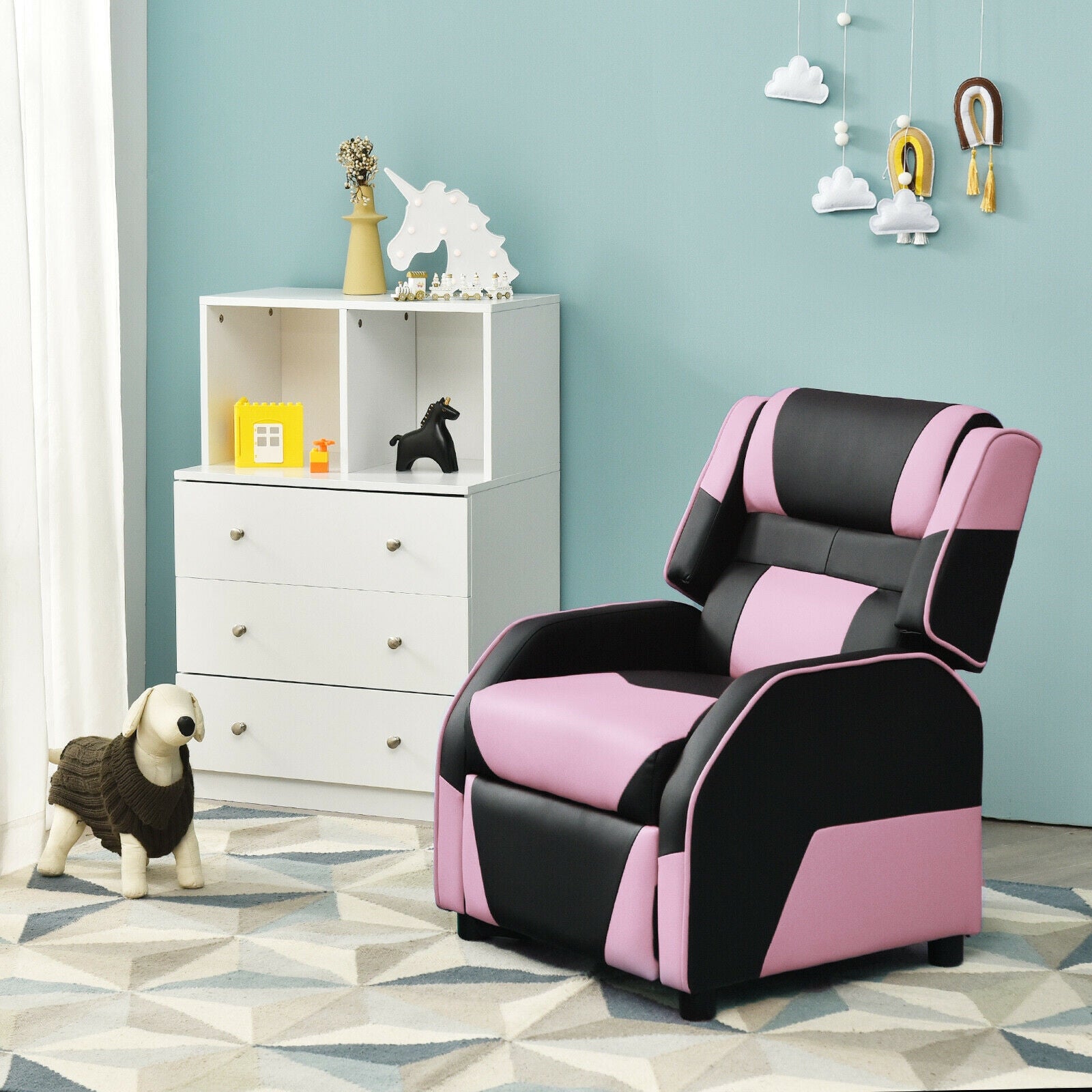 Kids Youth PU Leather Gaming Sofa Recliner, Pink Kids Chairs & Seating at Gallery Canada