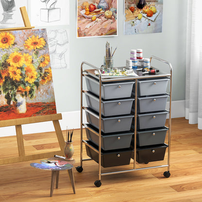10-Drawer Rolling Storage Cart, Gray File Cabinets at Gallery Canada