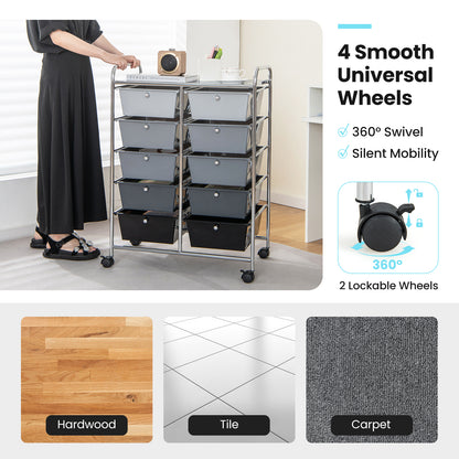 10-Drawer Rolling Storage Cart, Gray File Cabinets at Gallery Canada