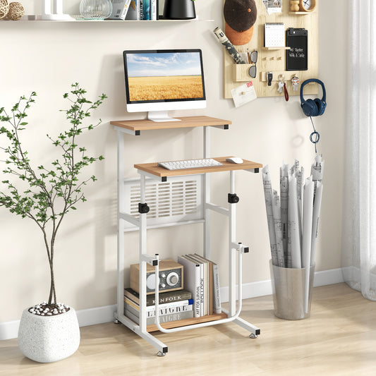 Height Adjustable Standing Desk, Small Space, Brown White Laptop Tables & Printer Stands Brown & White at Gallery Canada