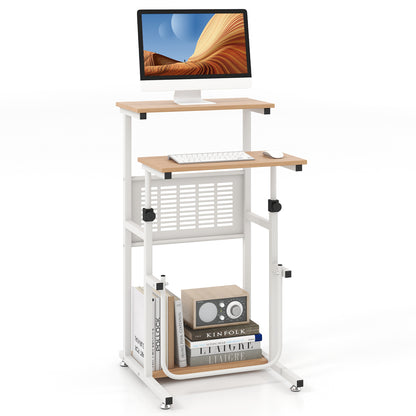 Height Adjustable Standing Desk, Small Space, Brown White Laptop Tables & Printer Stands at Gallery Canada