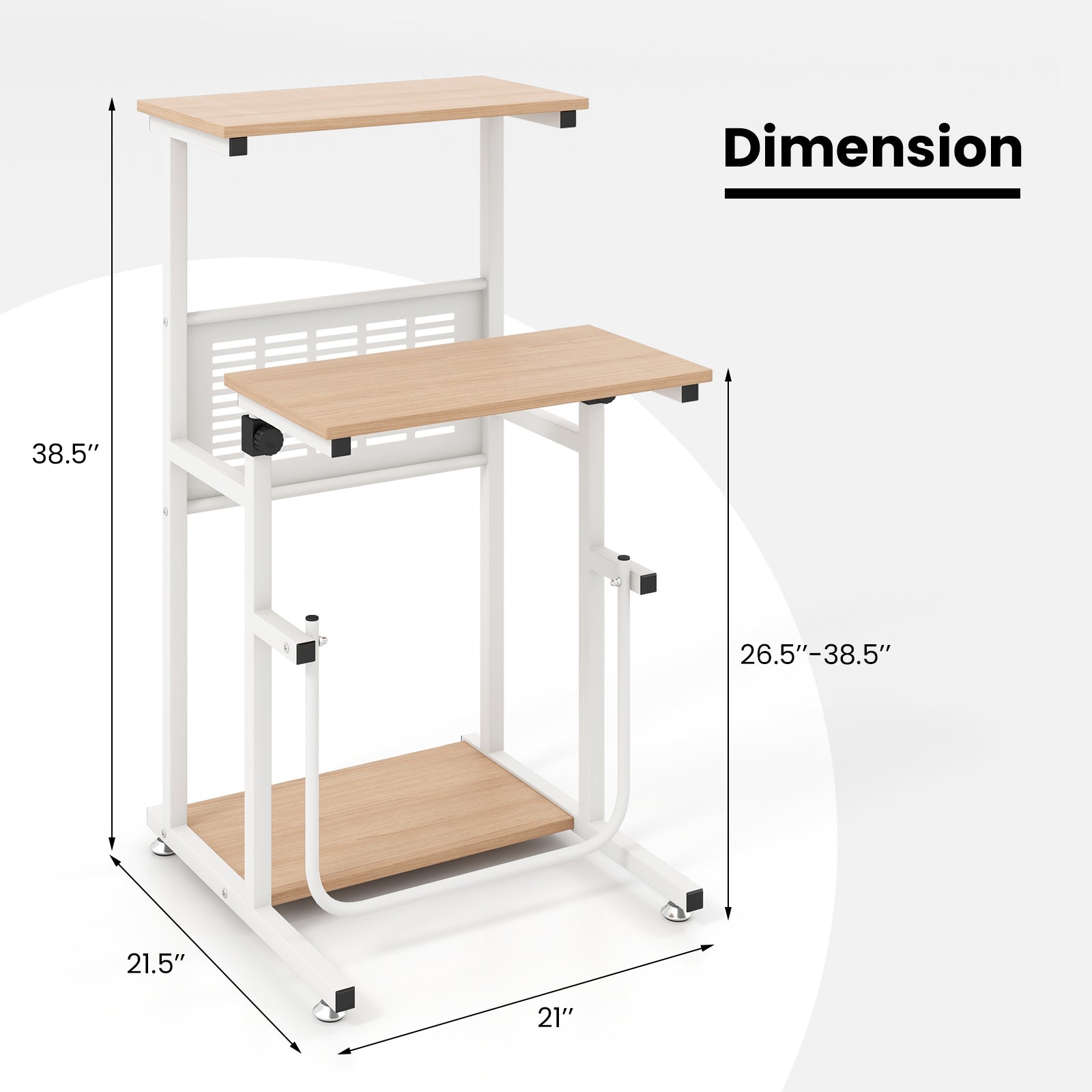 Height Adjustable Standing Desk, Small Space, Brown White Laptop Tables & Printer Stands at Gallery Canada