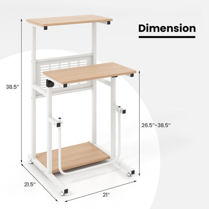Height Adjustable Standing Desk, Small Space, Brown White Laptop Tables & Printer Stands at Gallery Canada