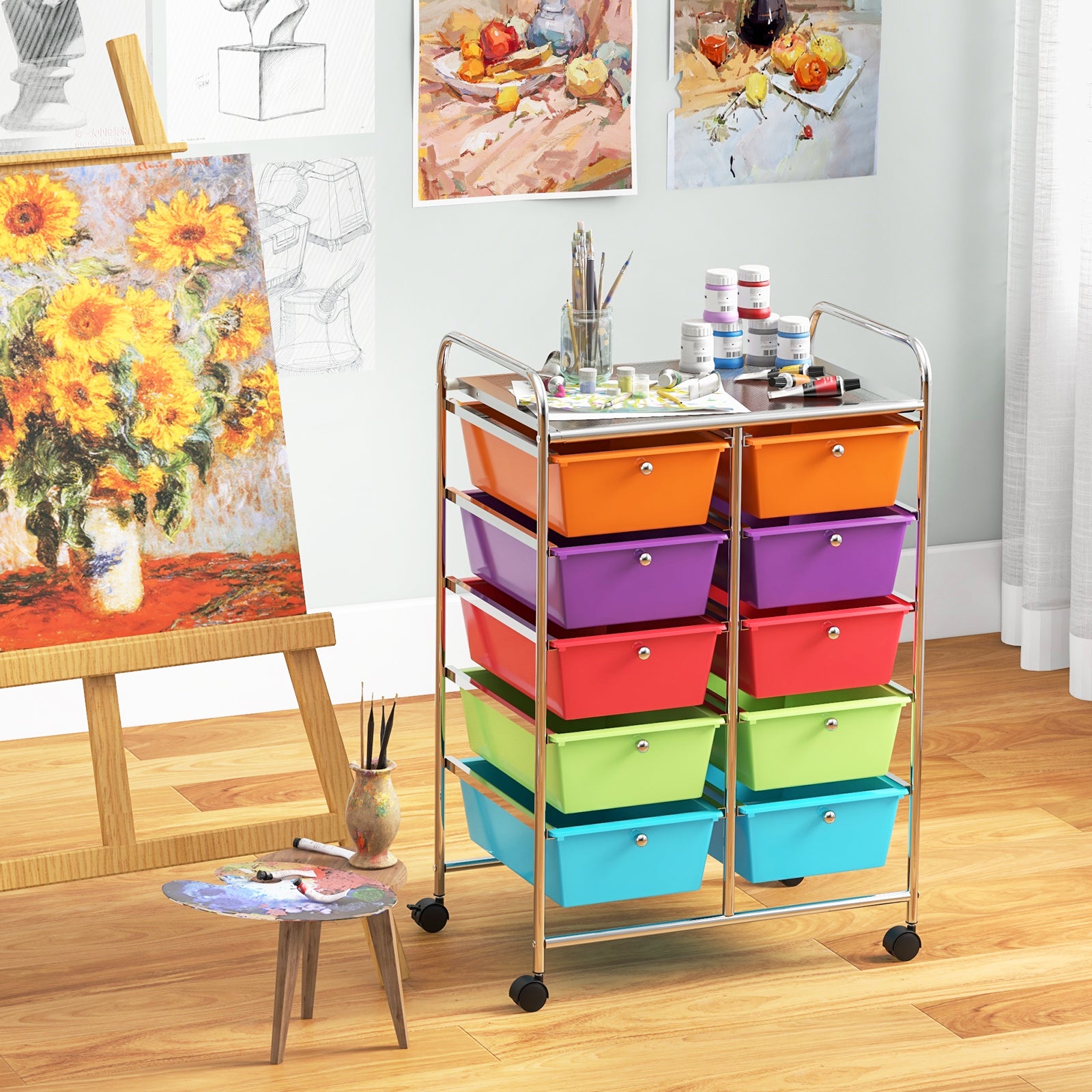 10-Drawer Rolling Storage Cart, Deep, Multicolor File Cabinets at Gallery Canada