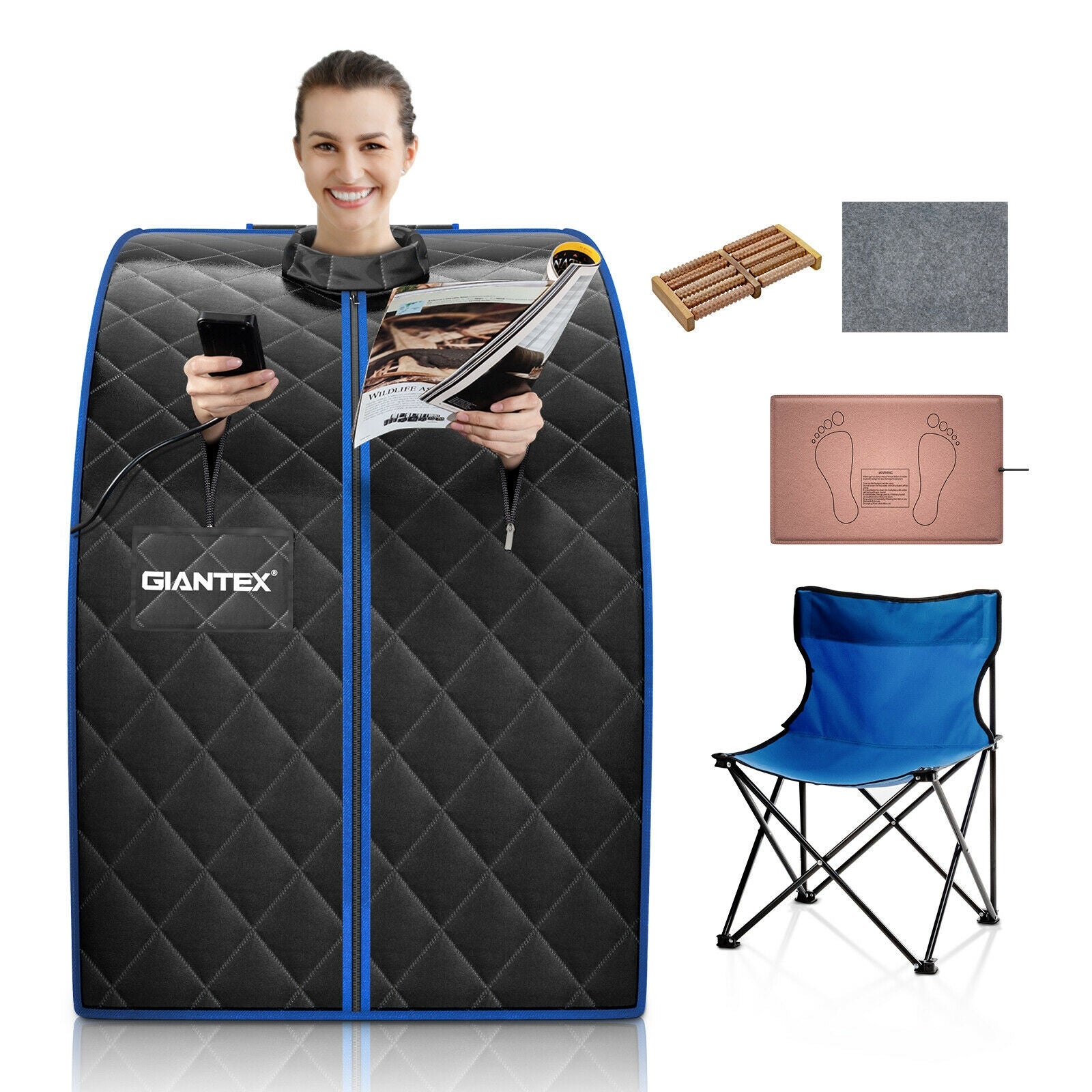 Portable Far Infrared Sauna With Heating Foot Pad, Chair, Black Spa & Salon at Gallery Canada