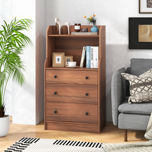 Modern Storage Dresser, Anti-Toppling Device, Walnut