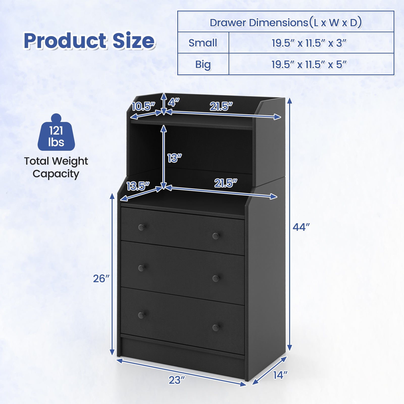 Modern Storage Dresser, Anti-Toppling Device, Black Dressers & Chests at Gallery Canada