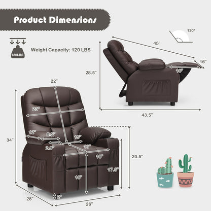 Kids Recliner Chair With Cup Holder, Footrest, Brown Kids Chairs & Seating at Gallery Canada