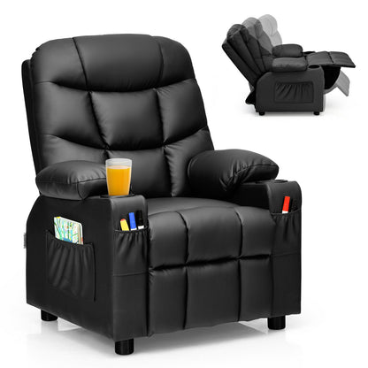 Kids Recliner Chair, Cup Holder, Footrest, Black Kids Chairs & Seating Black at Gallery Canada