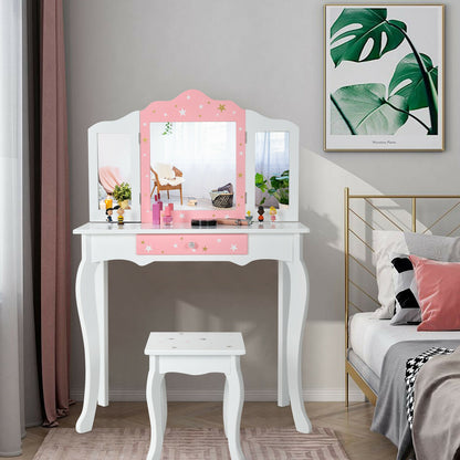 Kids Princess Vanity Table And Stool Set, White Kids Vanities at Gallery Canada