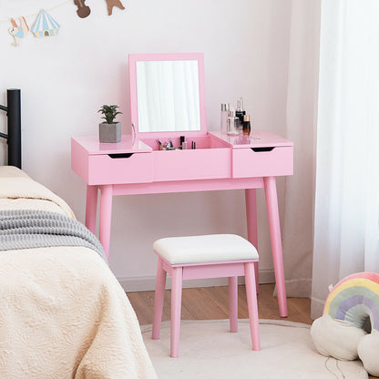 Makeup Vanity Table With Flip Top Mirror, 2 Drawers, Pink Makeup Vanities at Gallery Canada