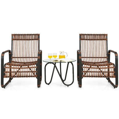 3 Piece Patio Rattan Furniture Set, Brown Patio Conversation Sets at Gallery Canada