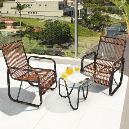 3 Piece Patio Rattan Furniture Set, Brown Patio Conversation Sets at Gallery Canada