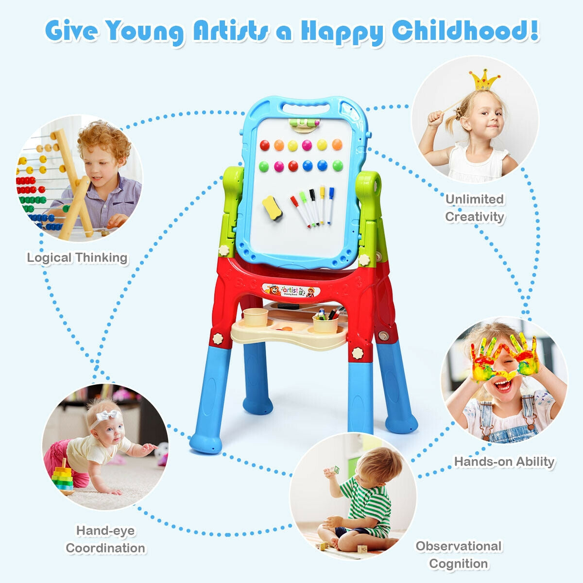 Kids Art Easel, Magnetic Double Sided Board, Blue Art Easels at Gallery Canada