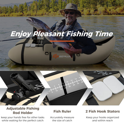 Inflatable Fishing Float Tube, Fish Ruler, Pump Storage Pockets, Beige Surfing at Gallery Canada